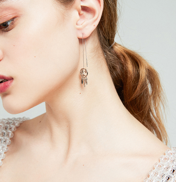 925 Silver dream catcher tassel earring earrings