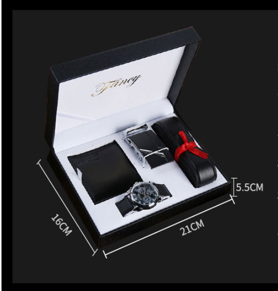 Men'S Leather Automatic Buckle Belt  Watch  Wallet