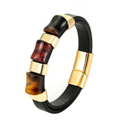 Fashion Natural Tiger Eye Men Stainless Steel Magnetic Buckle Bracelet
