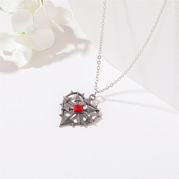 Gothic Ruby Heart Necklace