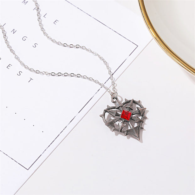 Gothic Ruby Heart Necklace