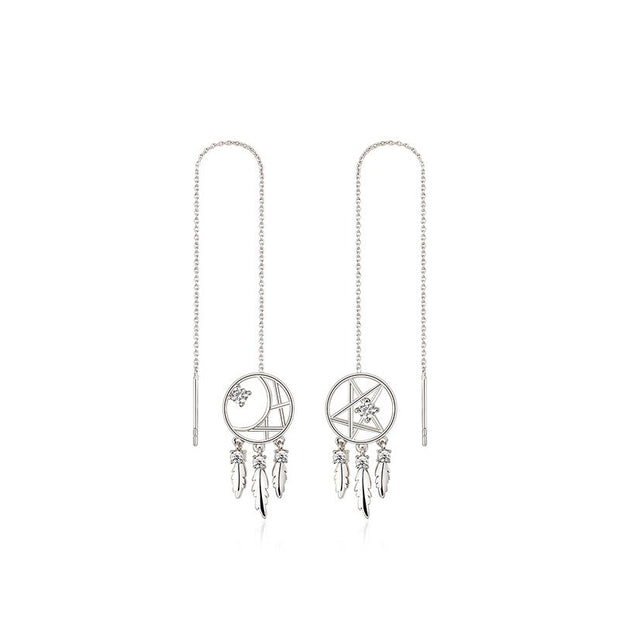 925 Silver dream catcher tassel earring earrings