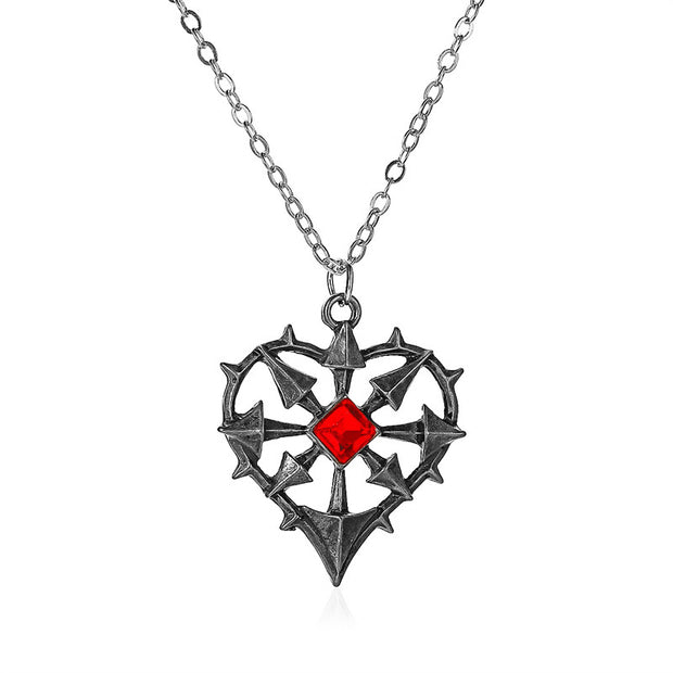 Gothic Ruby Heart Necklace