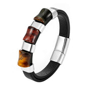 Fashion Natural Tiger Eye Men Stainless Steel Magnetic Buckle Bracelet